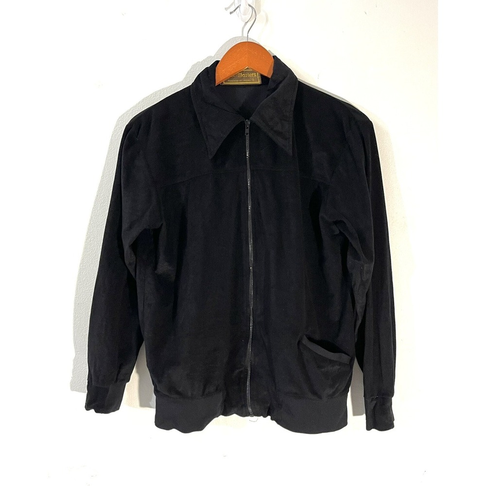 Vintage‎ Masters Black Suede Leather Jacket Full Zip Bomber Style